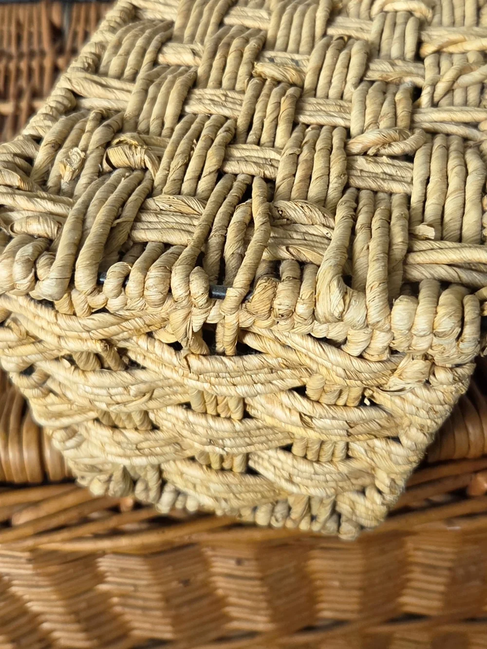 Vintage Rattan Sewing Storage Basket